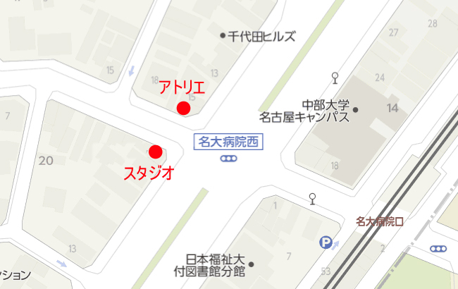 鶴舞公園クリニック　アトリエ・スタジオ地図